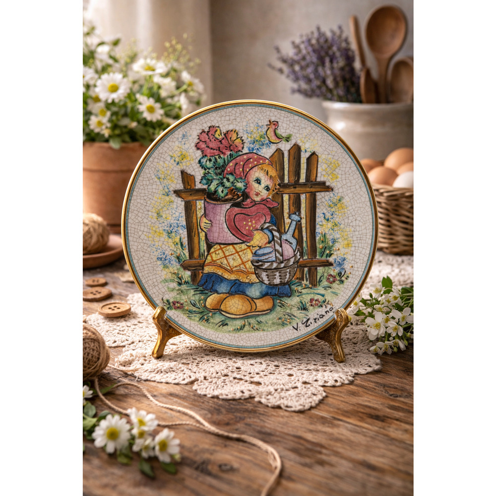 Vintage V. Tiziano 1978 Valentine Plate #271 Hand Painted 7.5” - Italy